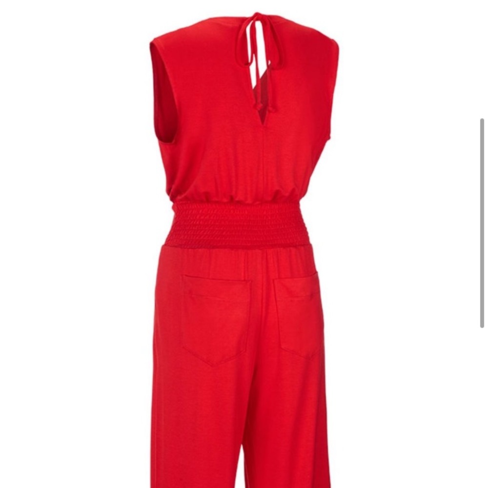 CAbi #5773 Uptown Sleeveless Red Jumpsuit one piece wrap front - Picture 10 of 11